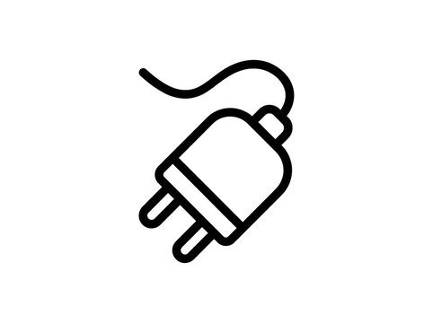 Simple power plug icon with cord