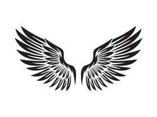 Fototapeta premium Vintage Angel Wings Illustration Black Feathered Wing Vector