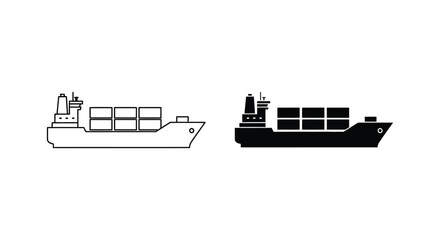 Container ship icon outline and filled black silhouette © MOHAMMAD ALI