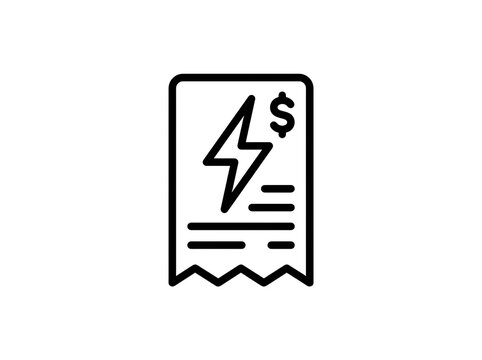Electric bill payment receipt icon with dollar sign