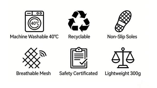 The recycling label and non slip sole of the washing machine represent 40 ℃ machine washable, environmentally friendly, breathable, lightweight and safe, suitable for children's shoes and sportswear.
