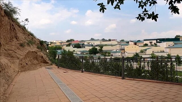 Panoramic view of Samarkand city from Saint Daniel complex hill, no people