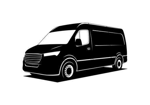 Black van, delivery vehicle, transport illustration, vector van
