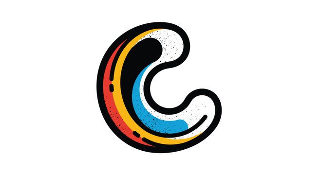 Creative letter c logo design with colorful abstract swirls in red yellow and blue colors for modern corporate identity or branding projects.