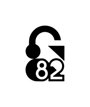 Headphone icon, black and white logo, sound symbol, vector graphic
