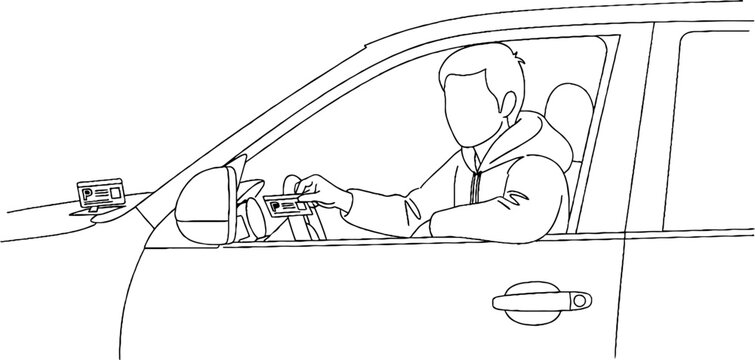 Man driving car and adjusting vehicle controls inside.