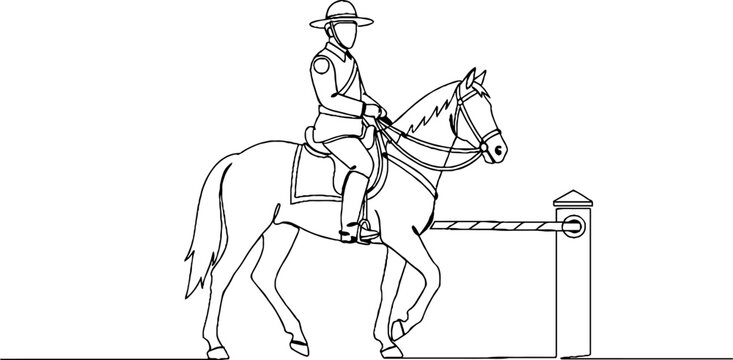 Cowboy riding horse in traditional western saddle gear.