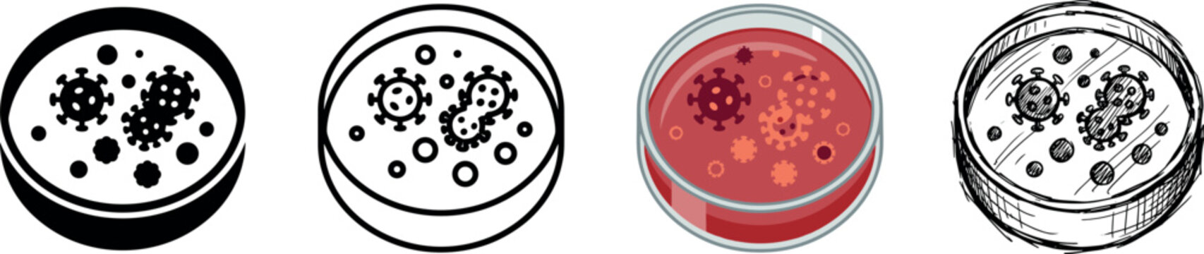 Petri Dish with Virus Particles and Cells Scientific Research Illustration vector illustration