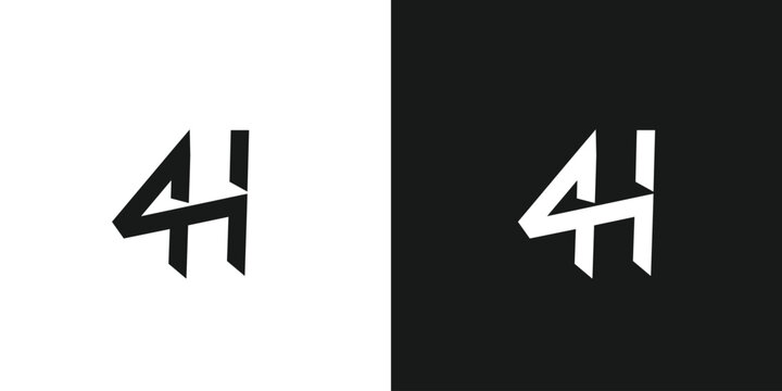 Modern and unique letter 4H initials logo design