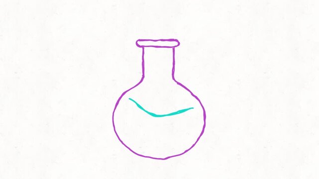 
Transparent Laboratory Flask with Colorful Liquid and Gas Bubbles