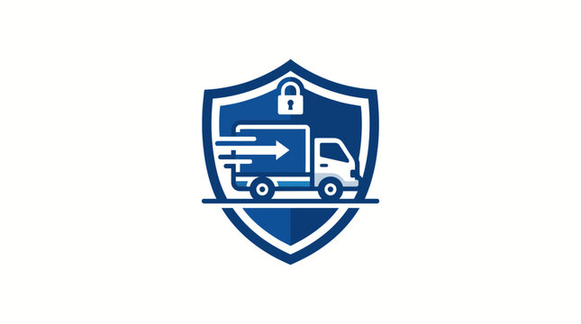 Secure logistics and delivery services featuring a shielded truck icon