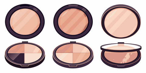 Fototapeta premium Powder Blush Compacts In Various Open States Vector Illustration