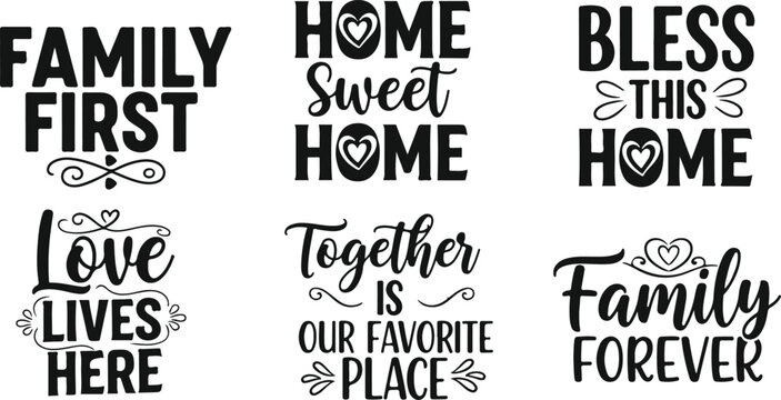 Home decor typography prints family love and blessings wall art set