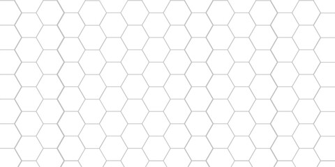 Seamless pattern with outline hexagon grid. Honeycomb net backdrop. Abstract background with geometric line grille. Black hexagon mesh, vector illustration © Hayyina