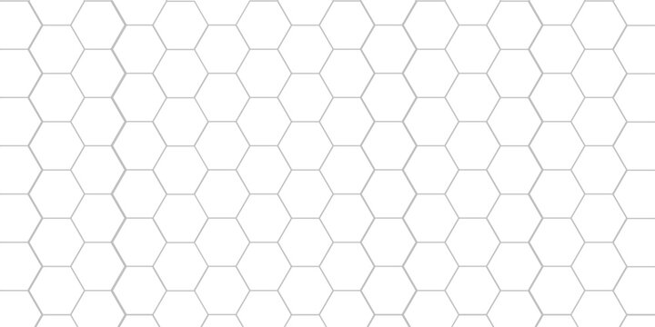 Seamless pattern with outline hexagon grid. Honeycomb net backdrop. Abstract background with geometric line grille. Black hexagon mesh, vector illustration