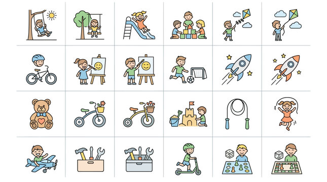 Children Playing Various Fun Activities.