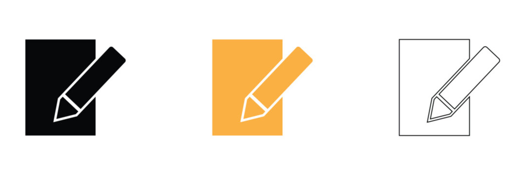Edit Writing Icon Set &ndash; Edit, Draw and Create Document Symbol in Solid, Colored and Outline Style Vector Illustration.