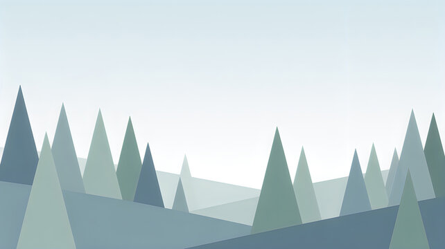 A minimalist geometric illustration of a stylized forest with triangular trees