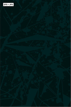 Vector Abstract dark Green Geometric and Paint Splatter Background Pattern. Modern Urban Graphic Design.