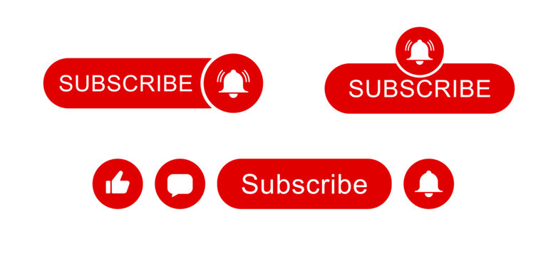Set of youtube subscribe button and notification bell, like and comment icons vector