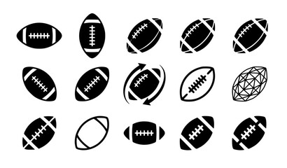 Fototapeta premium American Football Ball Silhouette Vector Bundle with Multiple Sports Ball Shapes