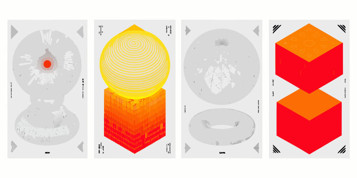 Wireframe Spheres And Cubes Minimalist 3d Vector Illustrations