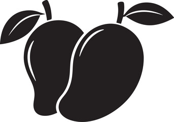 Black and White Mango Vector Icon Set Minimal Tropical Fruit Illustration. © Mdataur