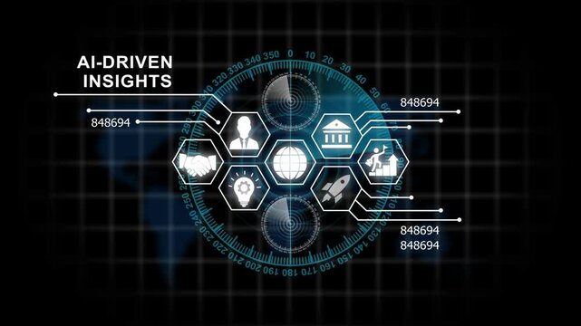 Advanced ai-driven insights dashboard featuring digital business and global data analytics network interface for corporate strategy and modern financial technology