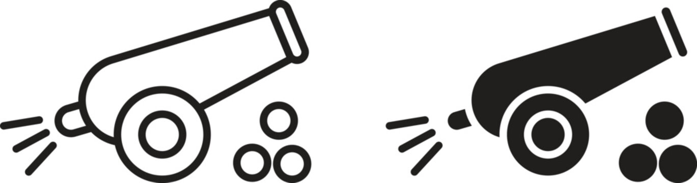 Cannon icon vector editable. black vectors set