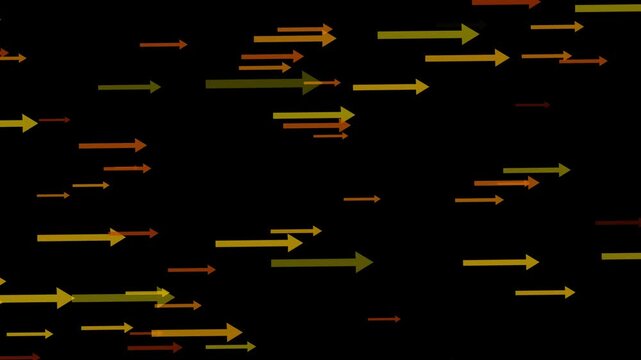 Background scattered horizontal arrows in varying pointing right abstract directional pattern animation