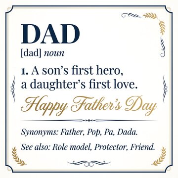 Father's day dictionary definition style poster for dad with gold details
