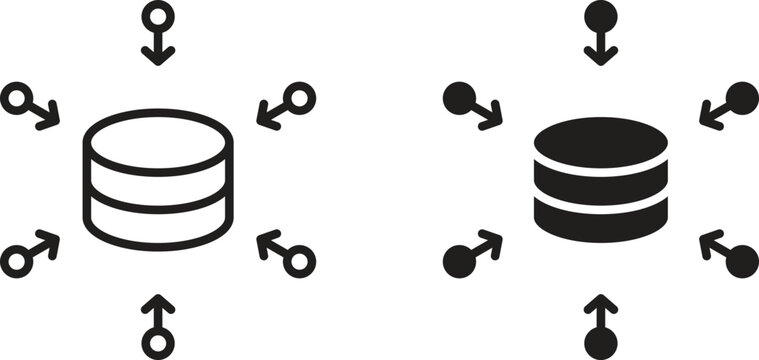 Data aggregation icon vector editable. black vectors set