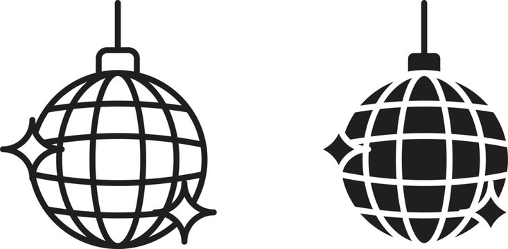 Disco ball icon vector editable. black vectors set