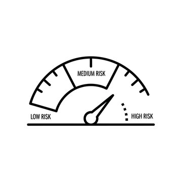 Risk assessment meter with low, medium, and high risk indicators
