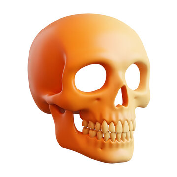 Orange Skull with Teeth