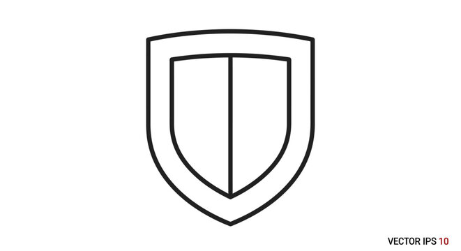 Simple Shield Icon Outline Vector Graphic