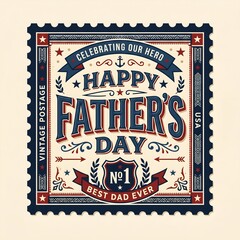 Obraz premium Vintage postage stamp design happy father's day number one dad with typography