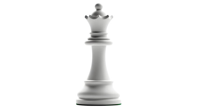 White chess queen piece isolated on transparent background