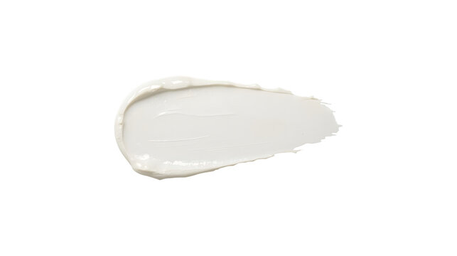 Thick swipe of white cosmetic cream or lotion isolated on white background