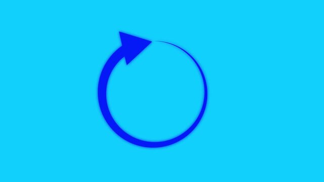 Animated white circular arrow icon on a black background,