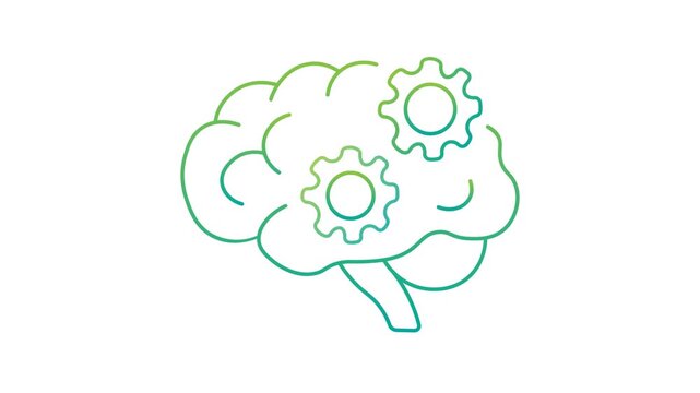 This icon animation depicts an illustration of a human brain seen from the side (lateral profile) drawn in a simplified way showing its folded structure.