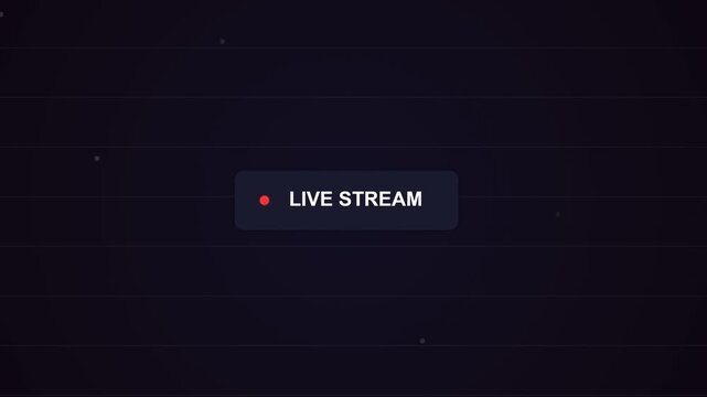 Live stream broadcast on a dark background screen