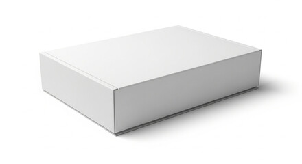 Fototapeta premium Blank White Rectangular Cardboard Packaging Box Mockup Isolated on White Background for Product Design Presentation