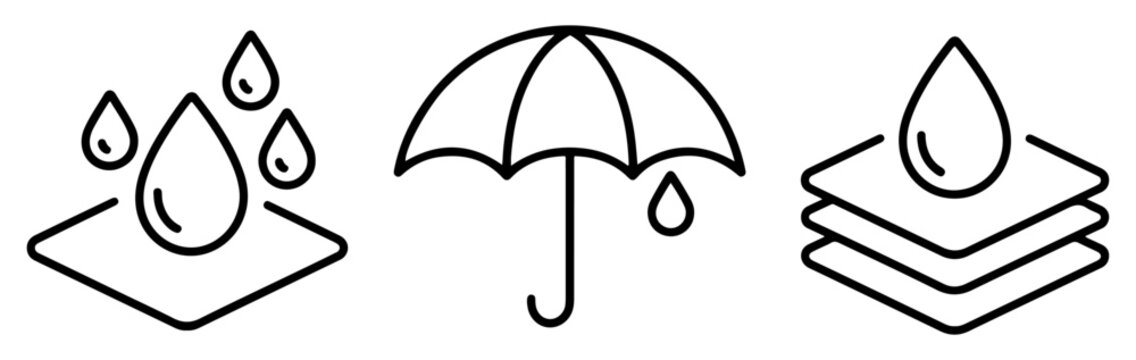 waterproof outline icon set