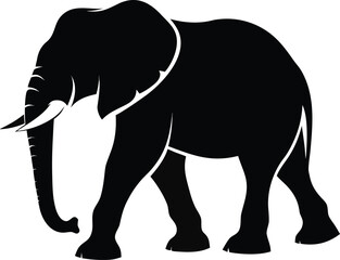 Fototapeta premium Black elephant silhouette, animal icon, vector illustration, wildlife symbol