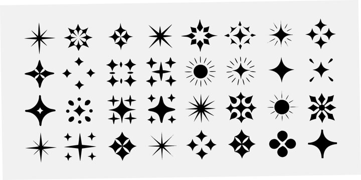 Collection Of Decorative Starbursts And Asterisks Black Vector Illustration