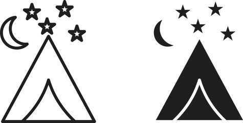 Night camping icon vector editable. black vectors set © RImon