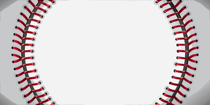 Baseball stitching vector illustration with a white background and red thread