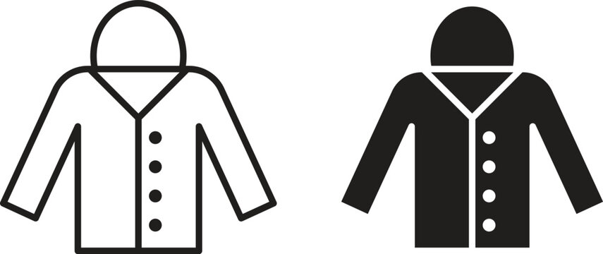 Nylon jacket icon vector editable. black vectors set