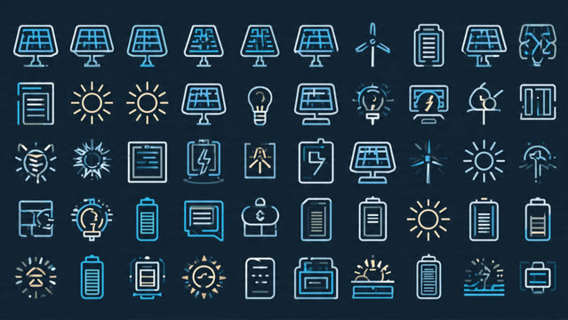 Collection of digital device icons on dark background representing technology and innovation